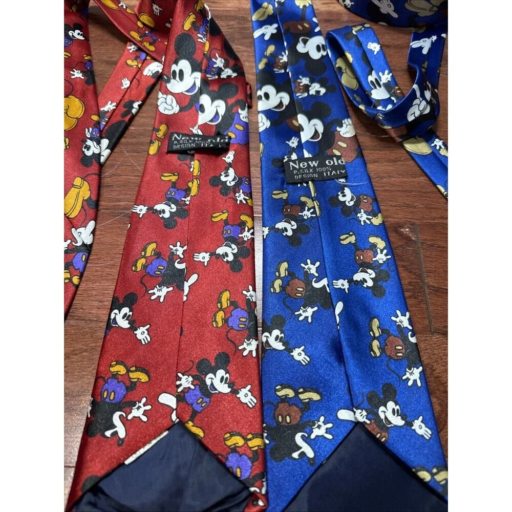 Vintage Disney Mickey Mouse 100% Silk Ties Lot Of 2 Excellent Condition